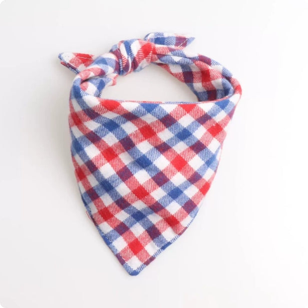 Dog And Cat Plaid Double-layer Thickened Pet Bib For Dogs